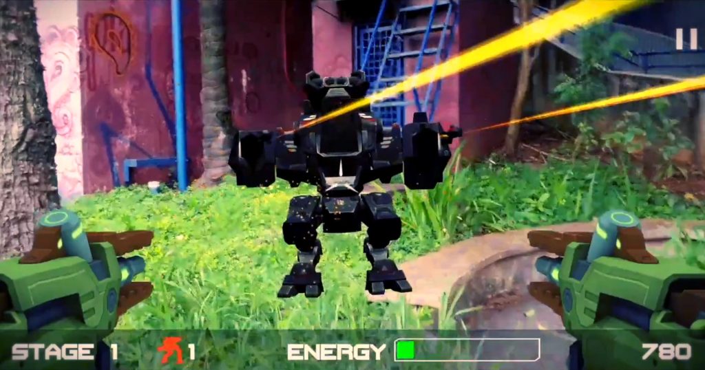 Army of Robots ar oyunun tanıtım videosu oynanış görseli, robot savaşı ar oyunlar